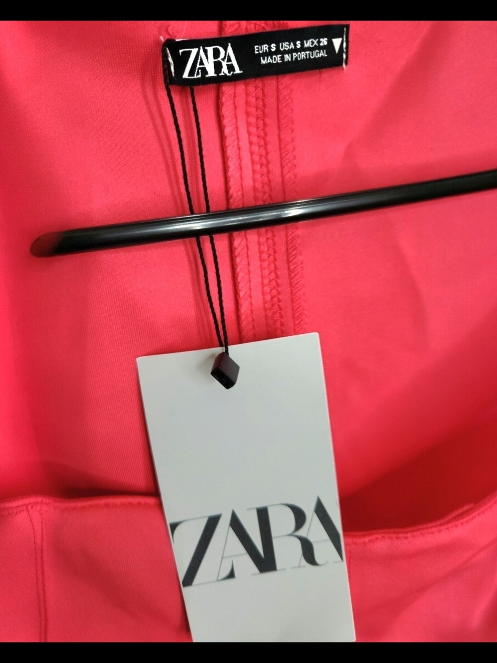 Zara Women's Hot Pink Bodycon Square Neck Sleeveless Mini Dress Size XS/S - Picture 7 of 7